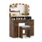 Vanity Desk Makeup Table with Stool 3-Color Lights and Charging Station