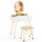 Vanity Table Set with 3-Color Lighted Dimmable Mirror