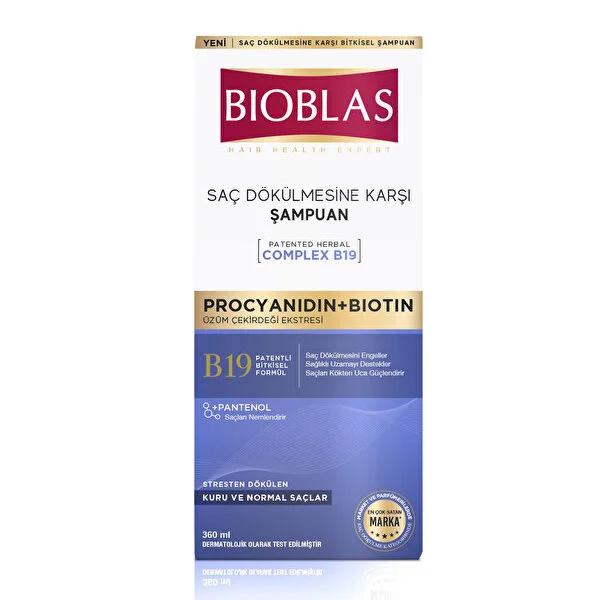 Bioblas Hair Care Shampoo with Procyanidin & Biotin for Stress-Related Hair Loss - 12.17 fl oz