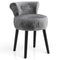 Velvet Vanity Chair with Back Upholstered Vanity Stool with Tufted Low Back and Solid Wood Legs