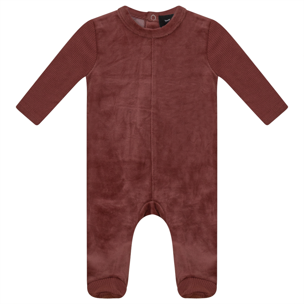 Velour And Rib Combo Onesie
