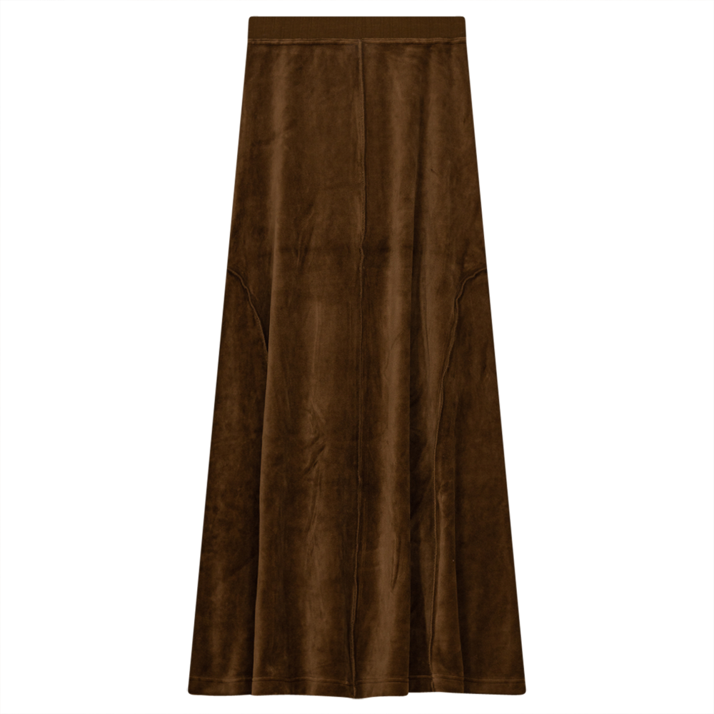Long Cotton Velour Skirt With Side Cuts