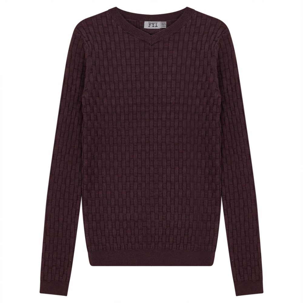 Knit Textured V-Neck Top