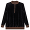 Velour Zipper Mock Neck Contrast Maternity Top