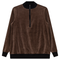 Velour Zipper Mock Neck Contrast Maternity Top
