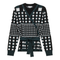 Checker Wrap Knit Mock Neck Sweater