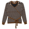 Checker Wrap Knit Mock Neck Sweater