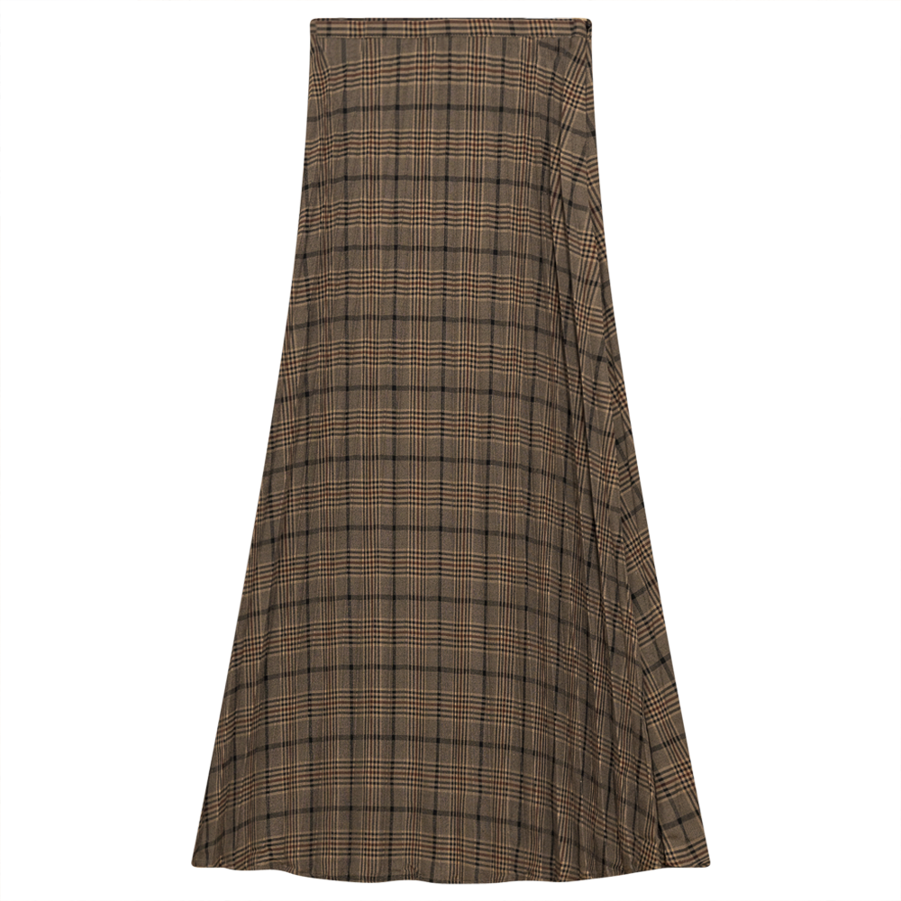 Plaid Accordion Pleated Midi Skirt