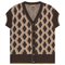 Diamond Jacquard Knit Vest Cardigan