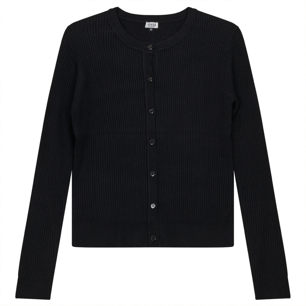 Cropped Knit Ribbed Cardigan