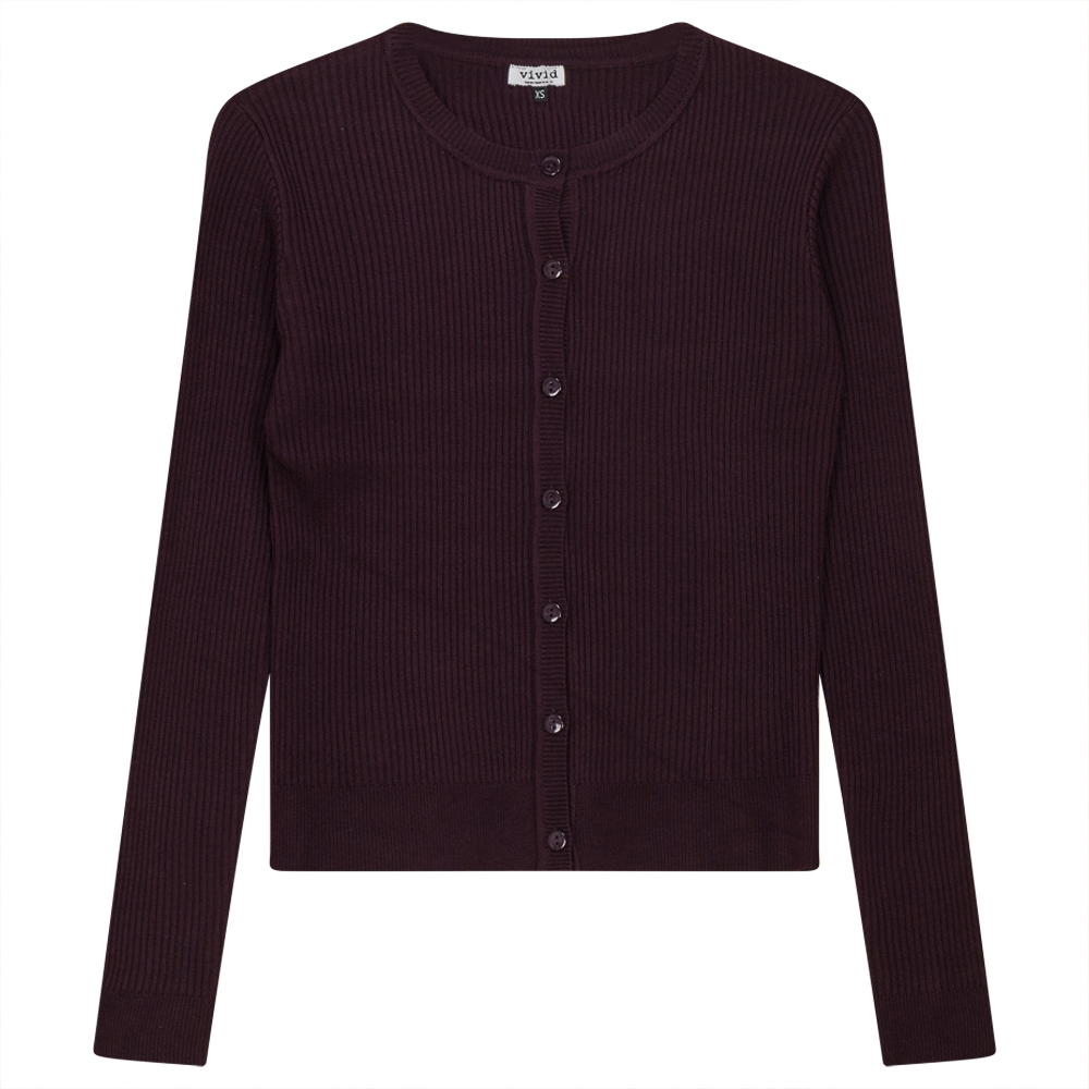 Cropped Knit Ribbed Cardigan