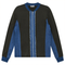 Ribbed Knit With Denim Trim Zip Up
