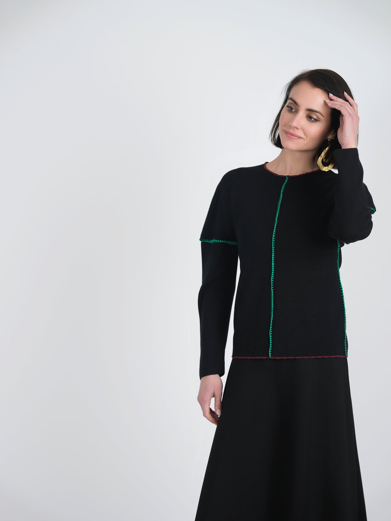 Contrast Piping Sweater