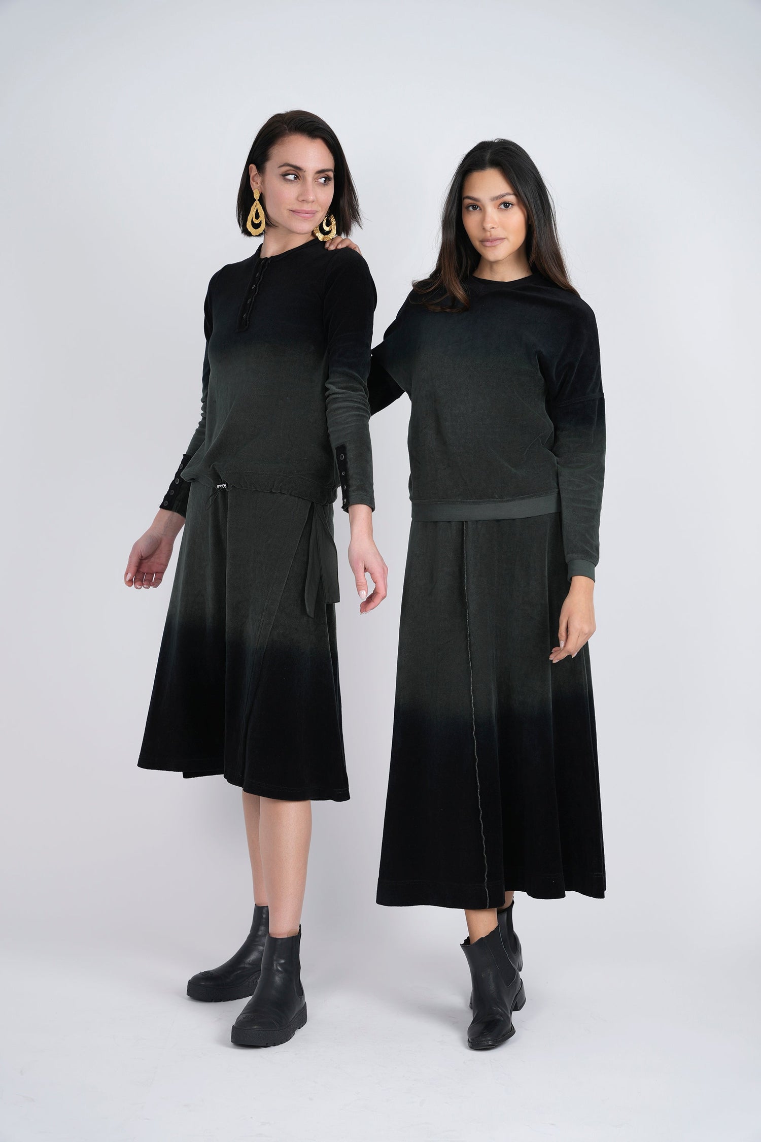 Short Wrap Velour Skirt