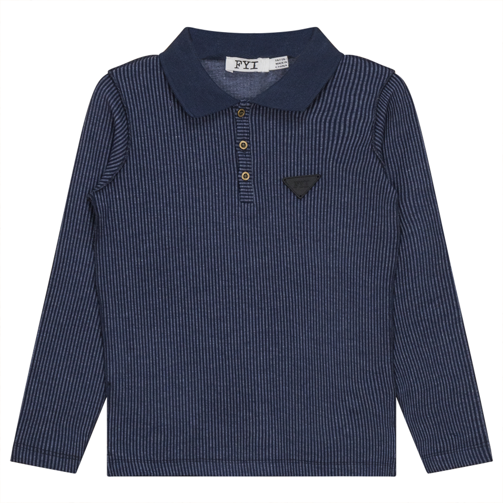 Ribbed Long Sleeve Polo
