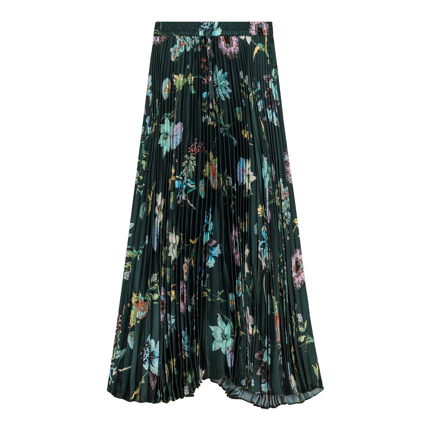 Accordian Pleated Printed Midi Skirt