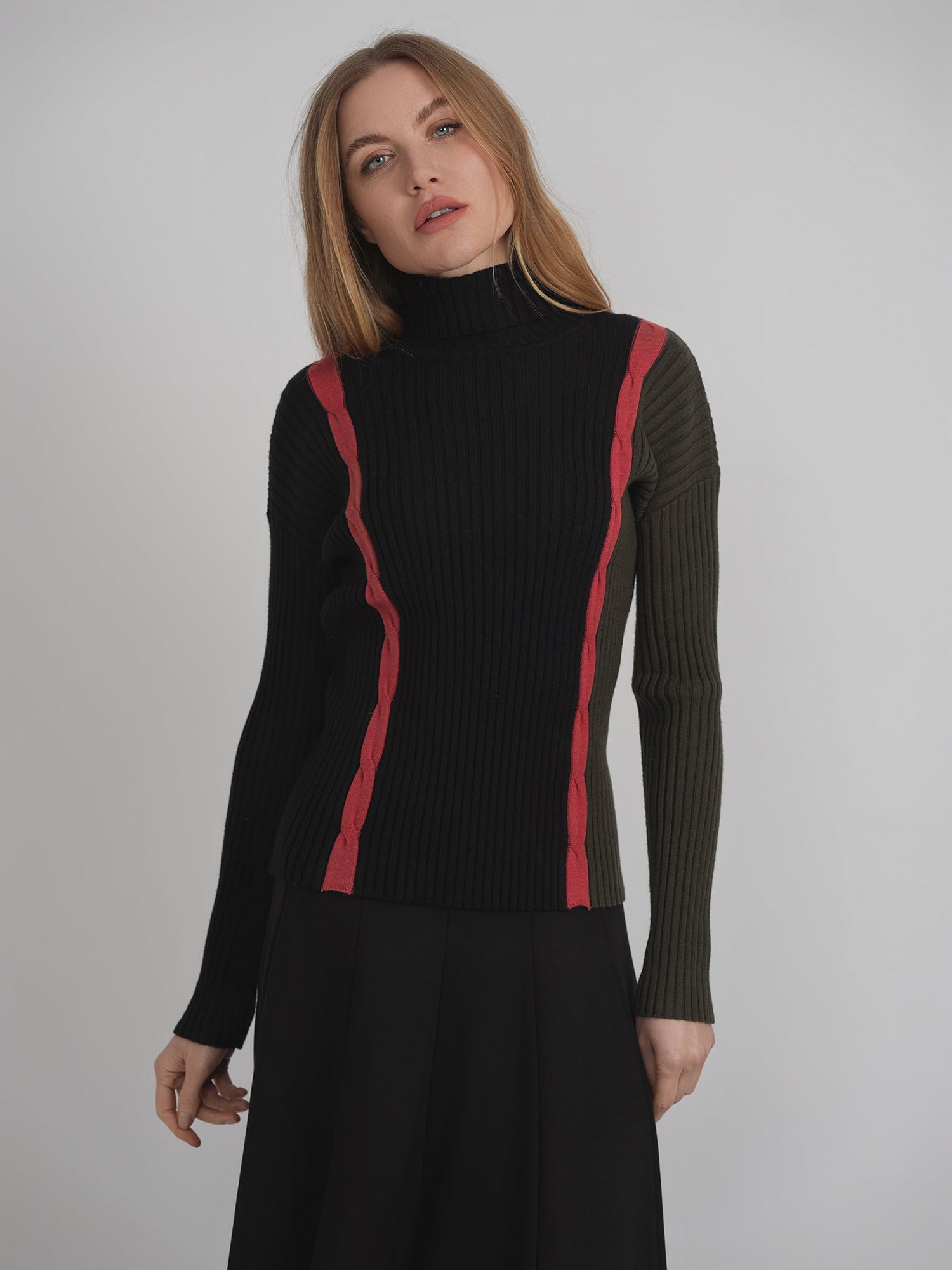 Knit Turtle Neck Cable Top