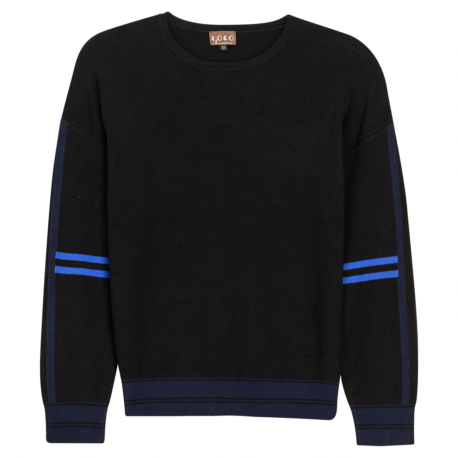Knit  Stripped Sleeve Drop Shoulder Sweater