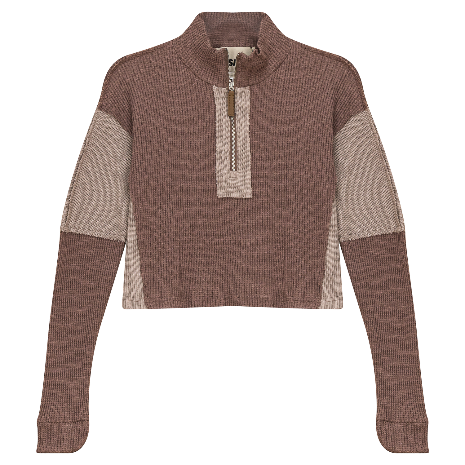 Cropped Zip Henley Sweatshirt