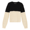 Cropped 2 Tone Cable Knit Sweater