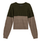 Cropped 2 Tone Cable Knit Sweater