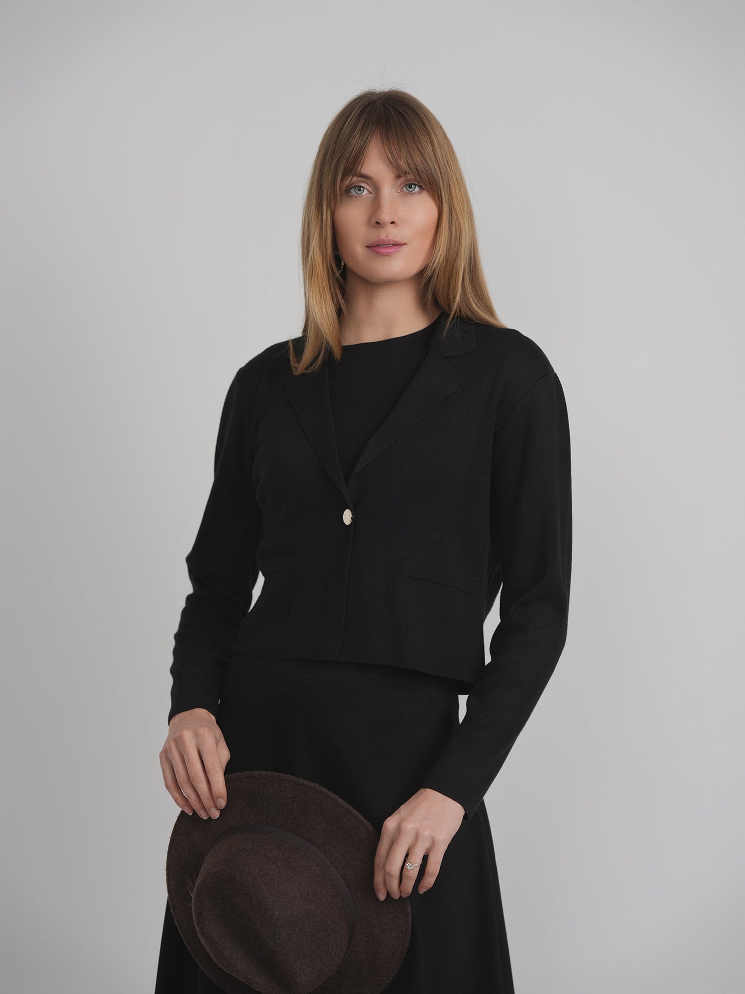 Cropped Knit Blazer