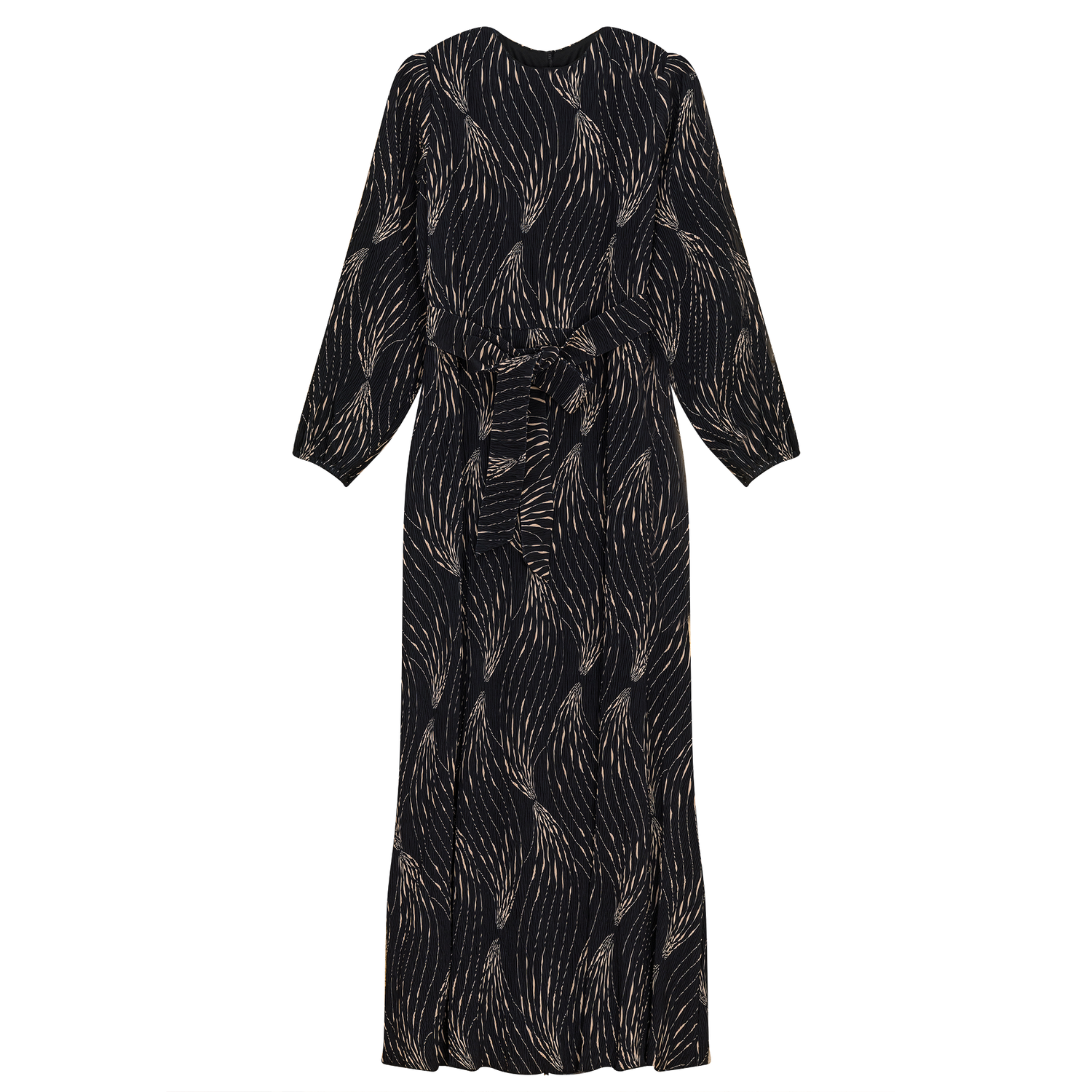Crystal Pleated Printed Maxi Dess