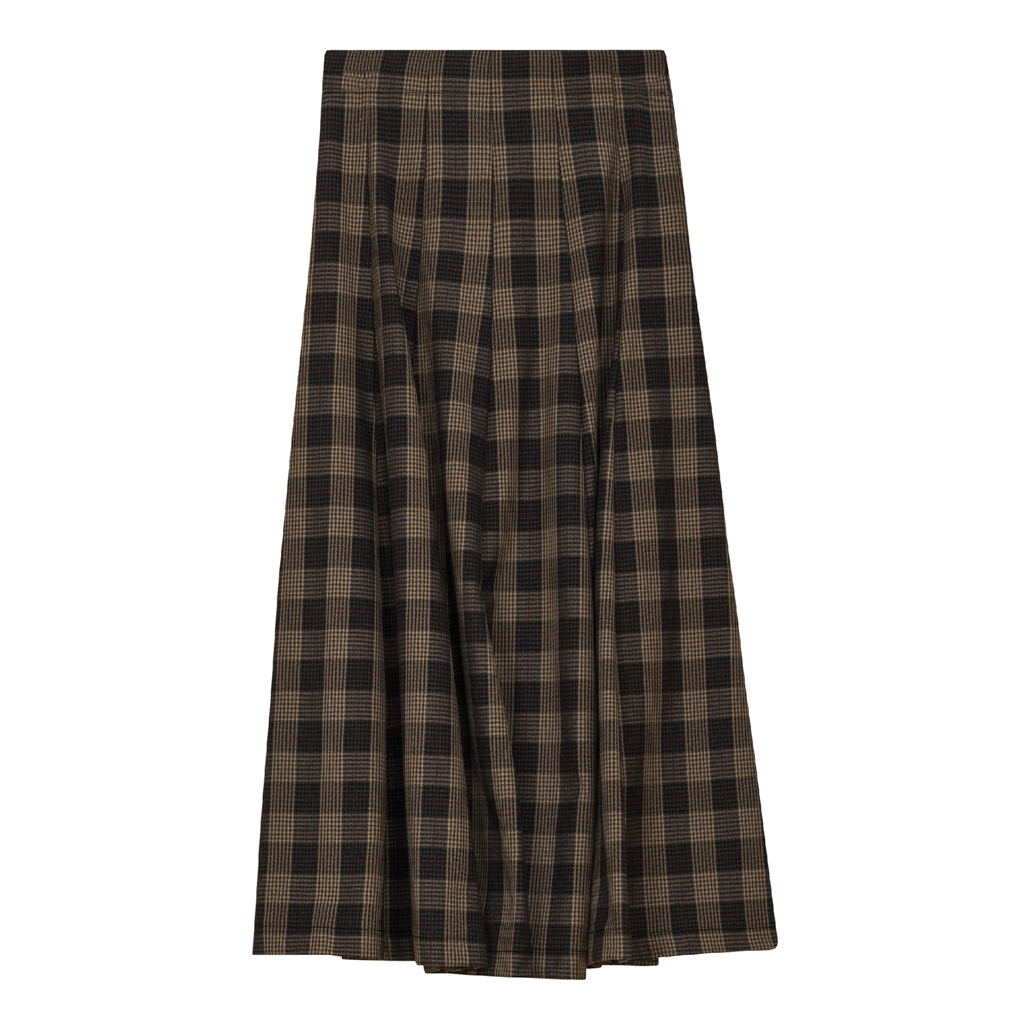 Paneled Midi Plaid Skirt