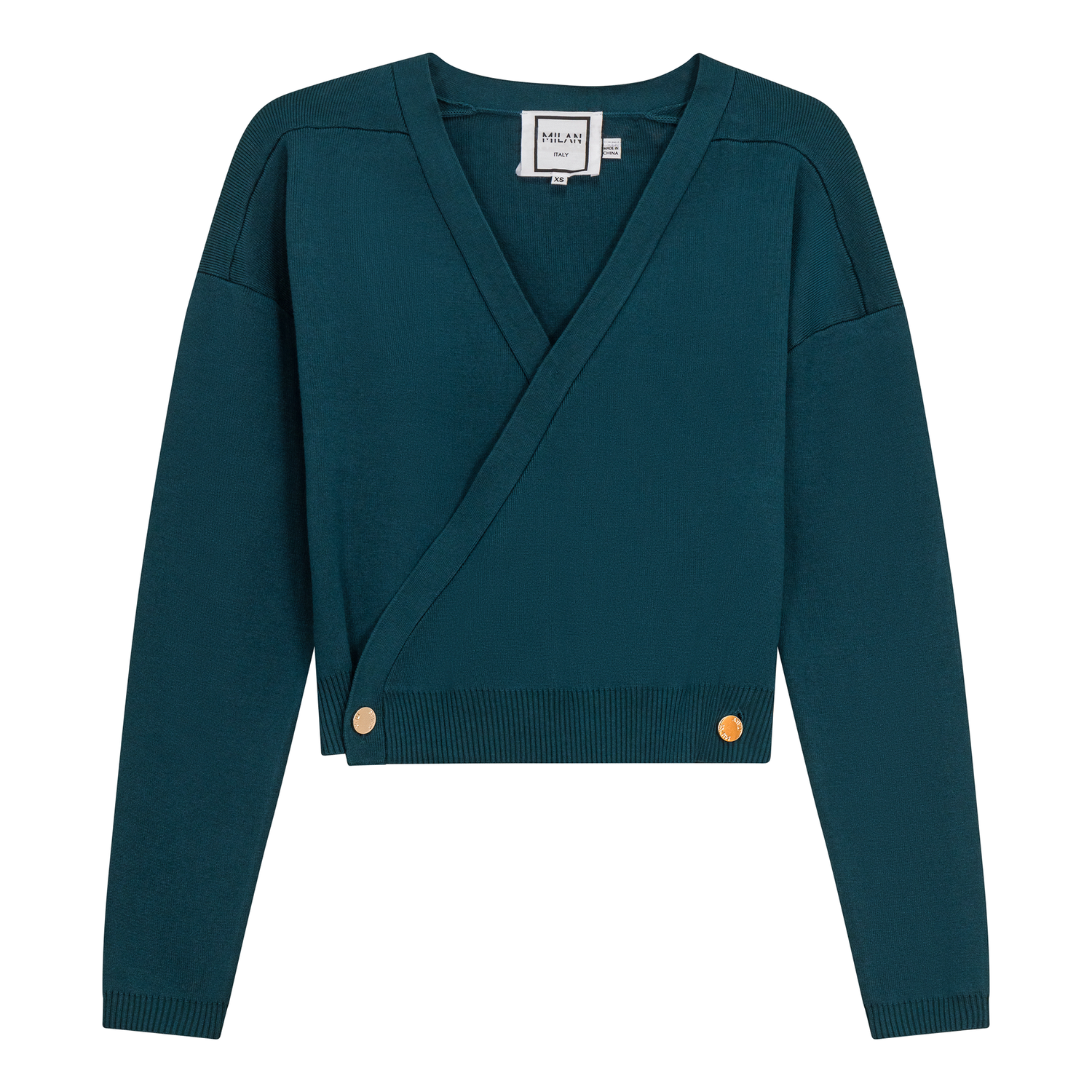 Cropped Double Breasted Wrap Sweater