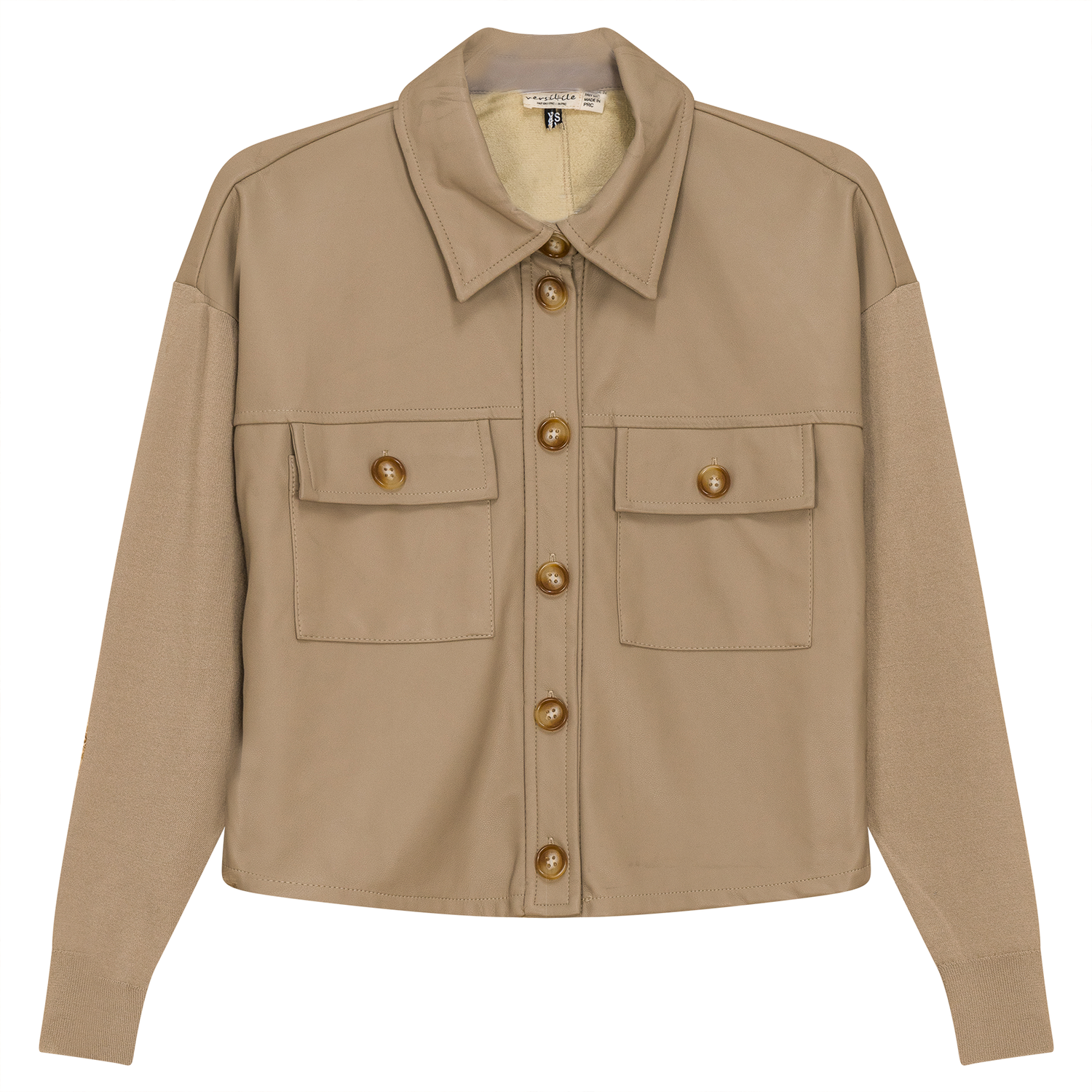 Cropped Leather Combo Jacket