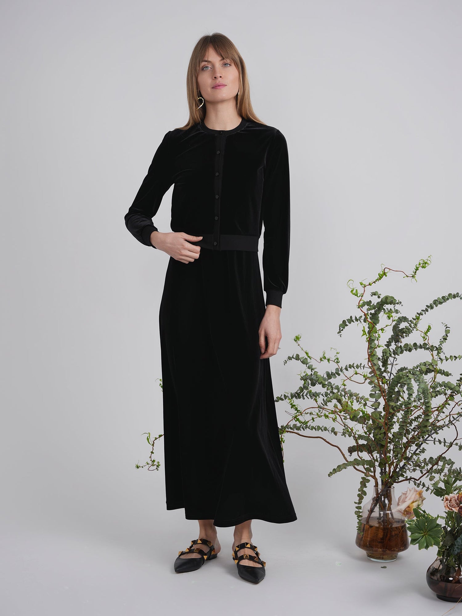 Slinky Velour Crop Cardigan
