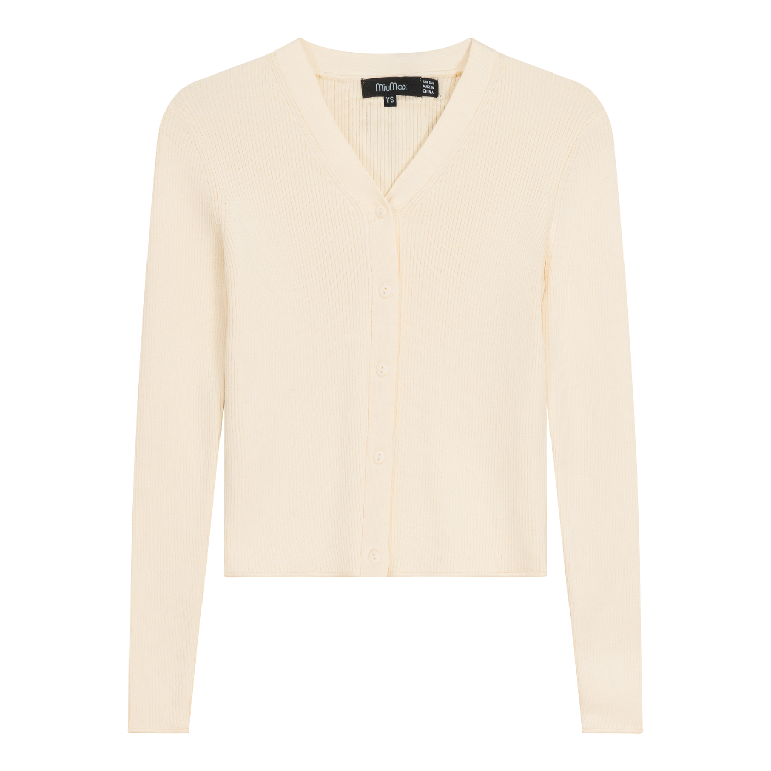 High V Cropped Ribbed Cardigan