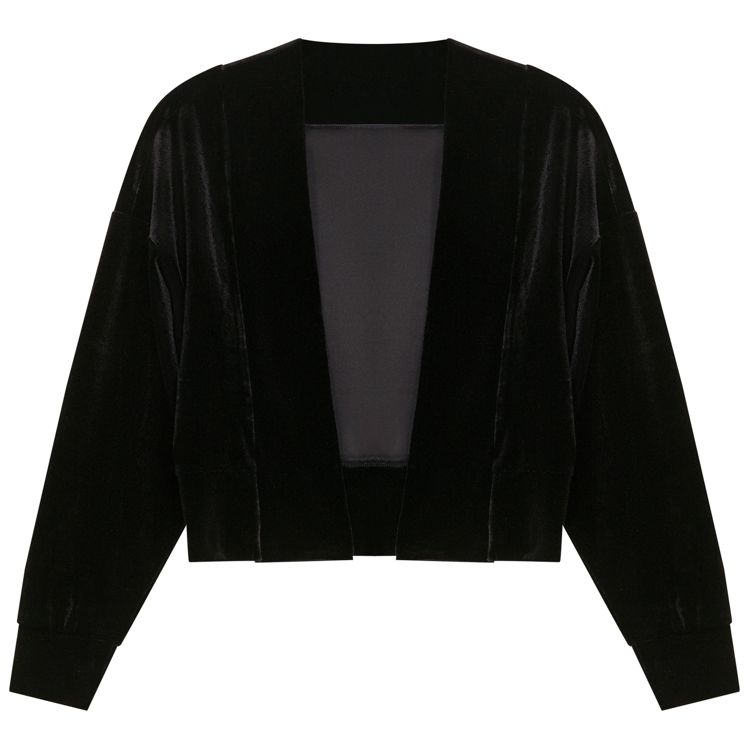 Cropped Velour Open Cardigan