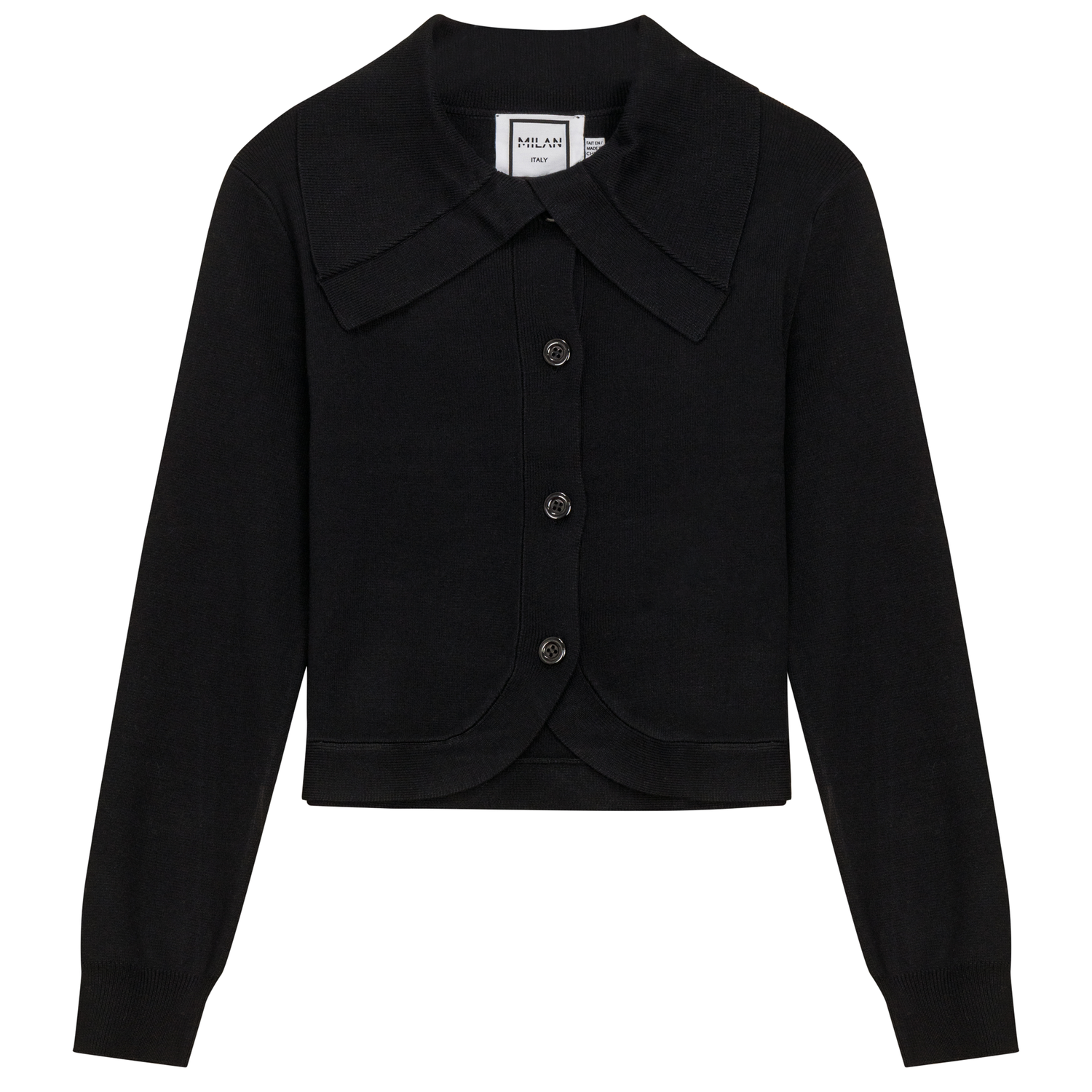 Cropped Knit Collar Cardigan