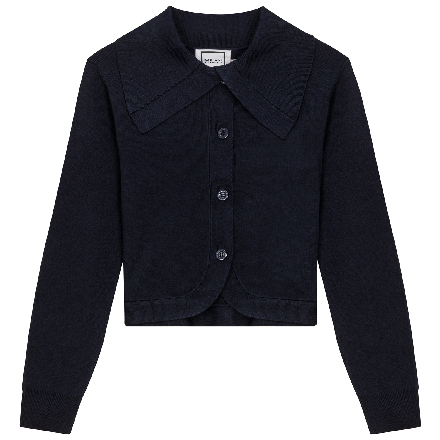 Cropped Knit Collar Cardigan