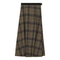 Plaid Fly Front Midi Skirt