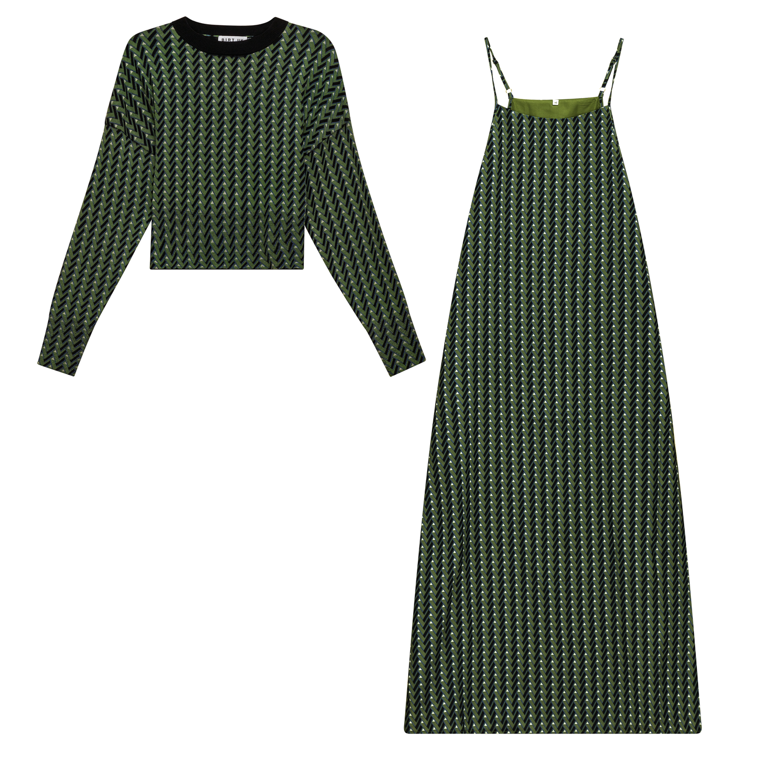Printed Midi Jumper Set with Sweater