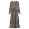 Satin Mosaic pleated Midi Dress