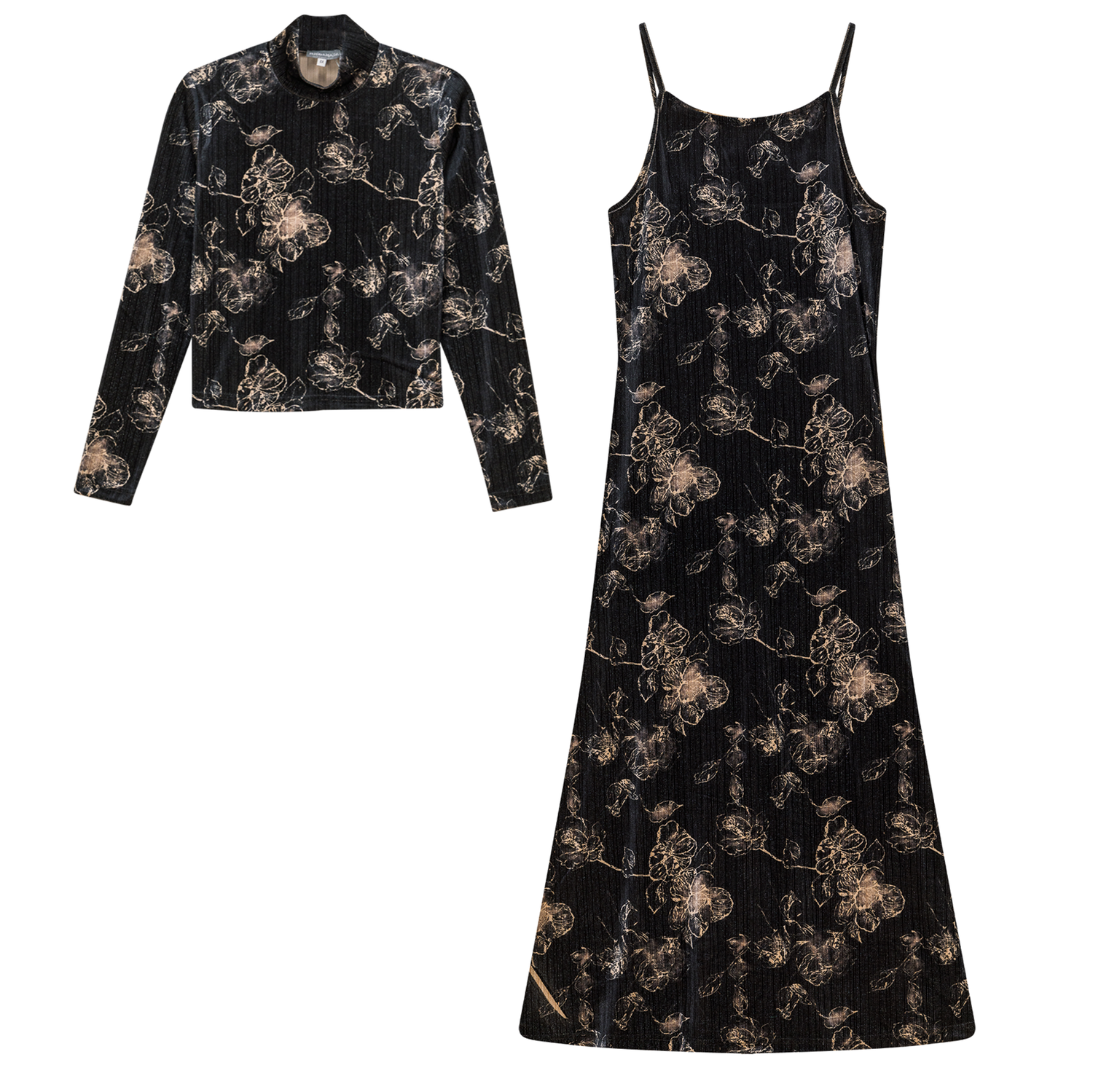 Printed Velour Maxi Jumper Set