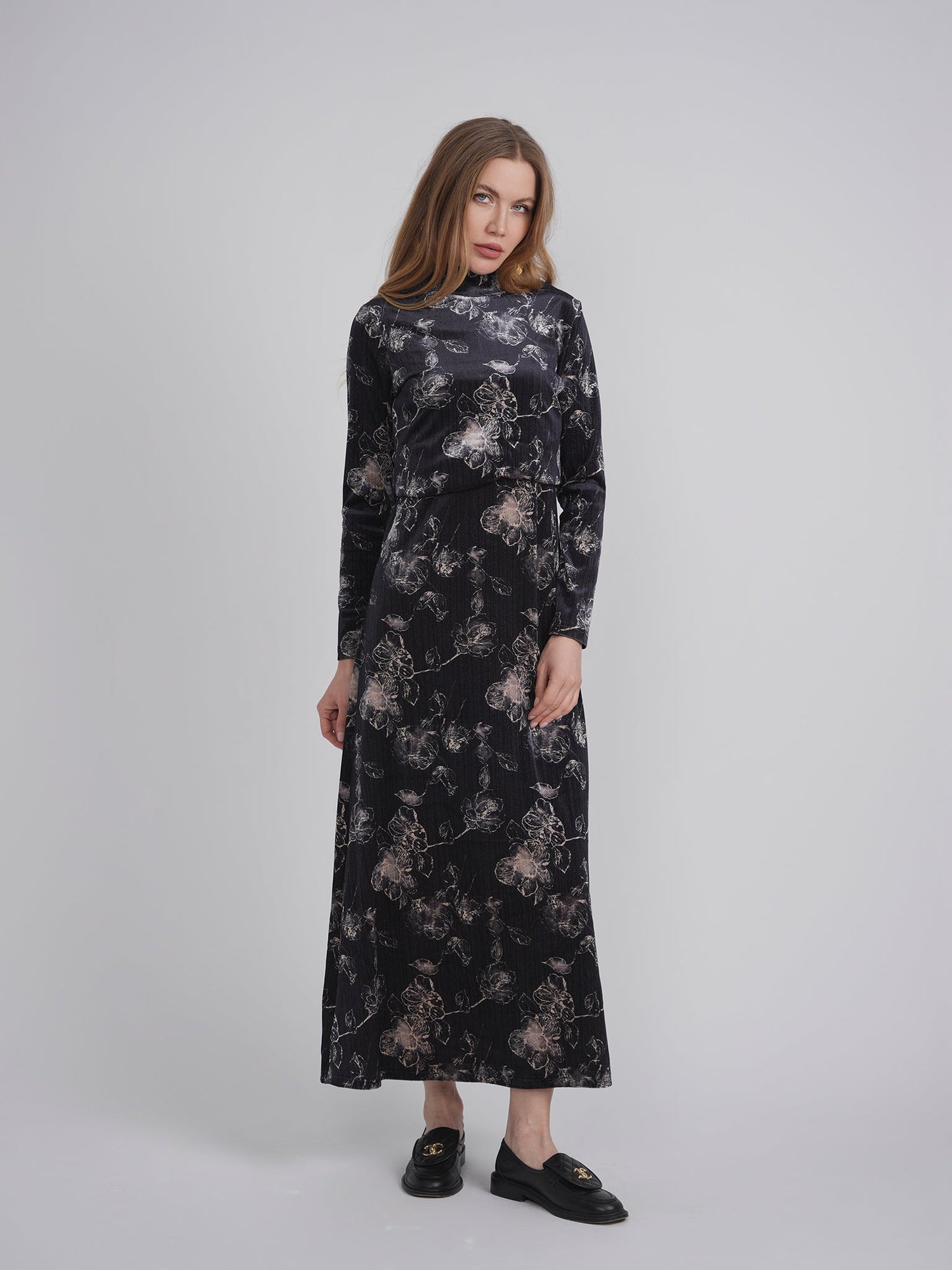 Printed Velour Maxi Jumper Set
