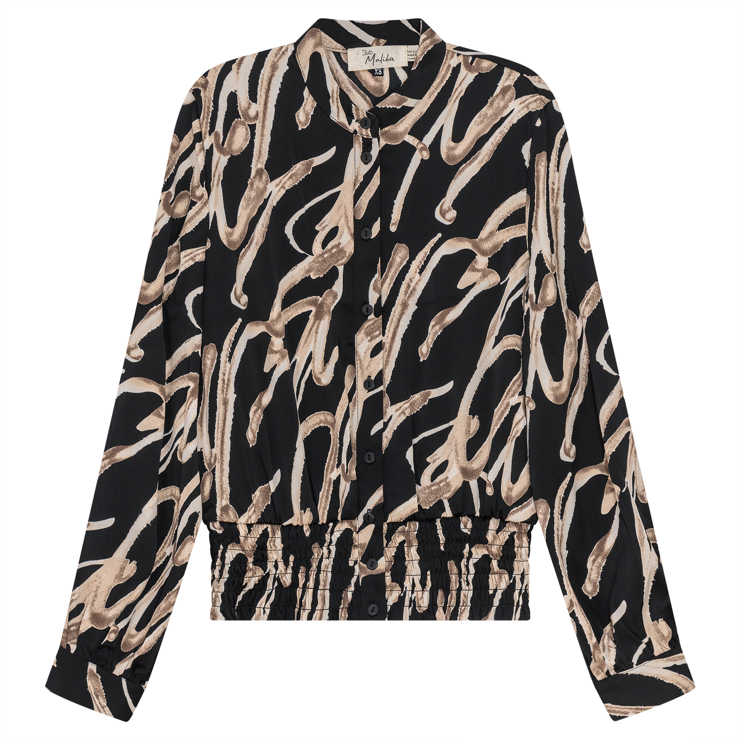 Printed satin Ruched Blouse