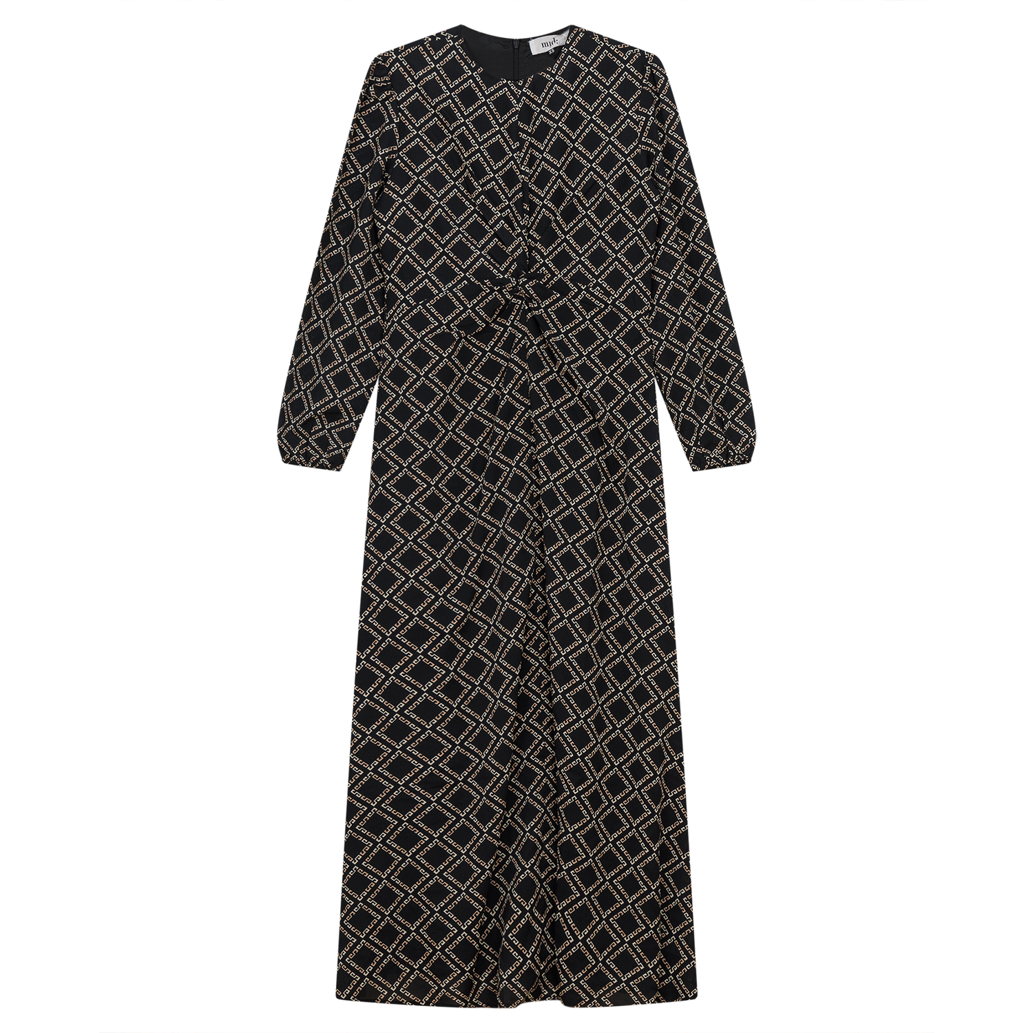 Knot Printed Satin Midi Dress