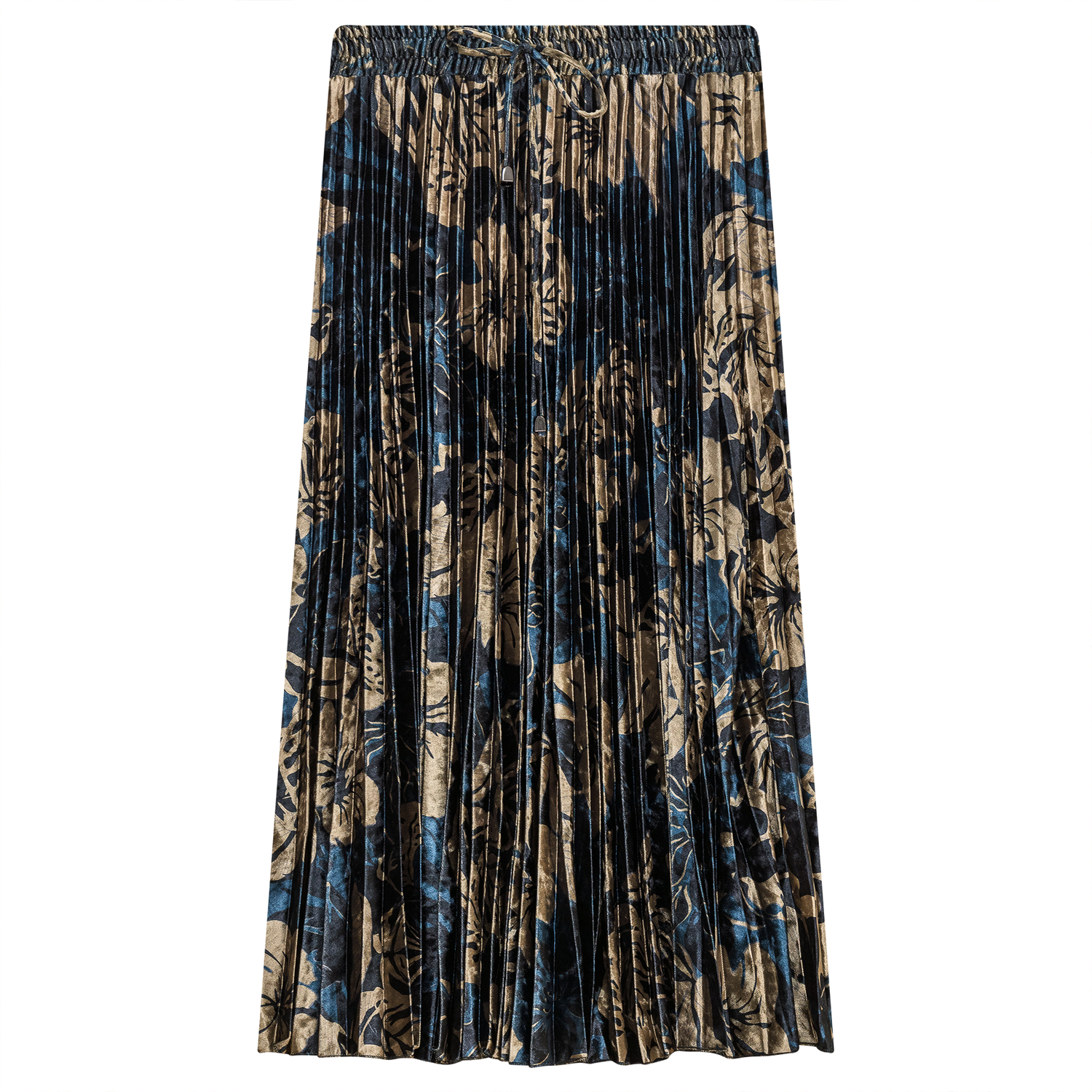 Flocked Velour Accordian Pleated Midi Skirt