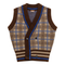 Knit Plaid Double Breasted Vest