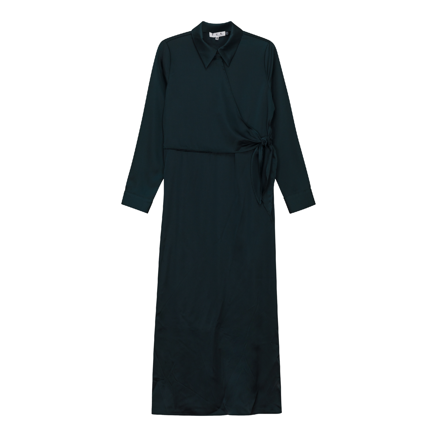 Satin Wrap Shirt Dress