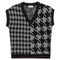Houndstooth Contrast Knit Vest