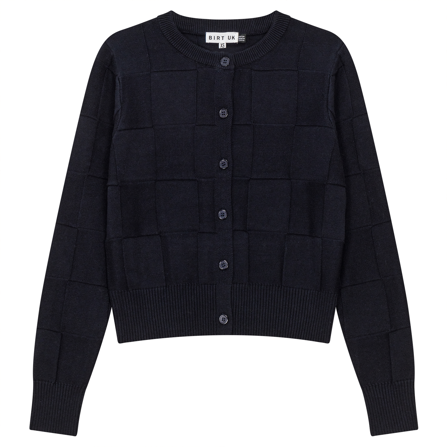 Checked Knit Cropped Cardigan