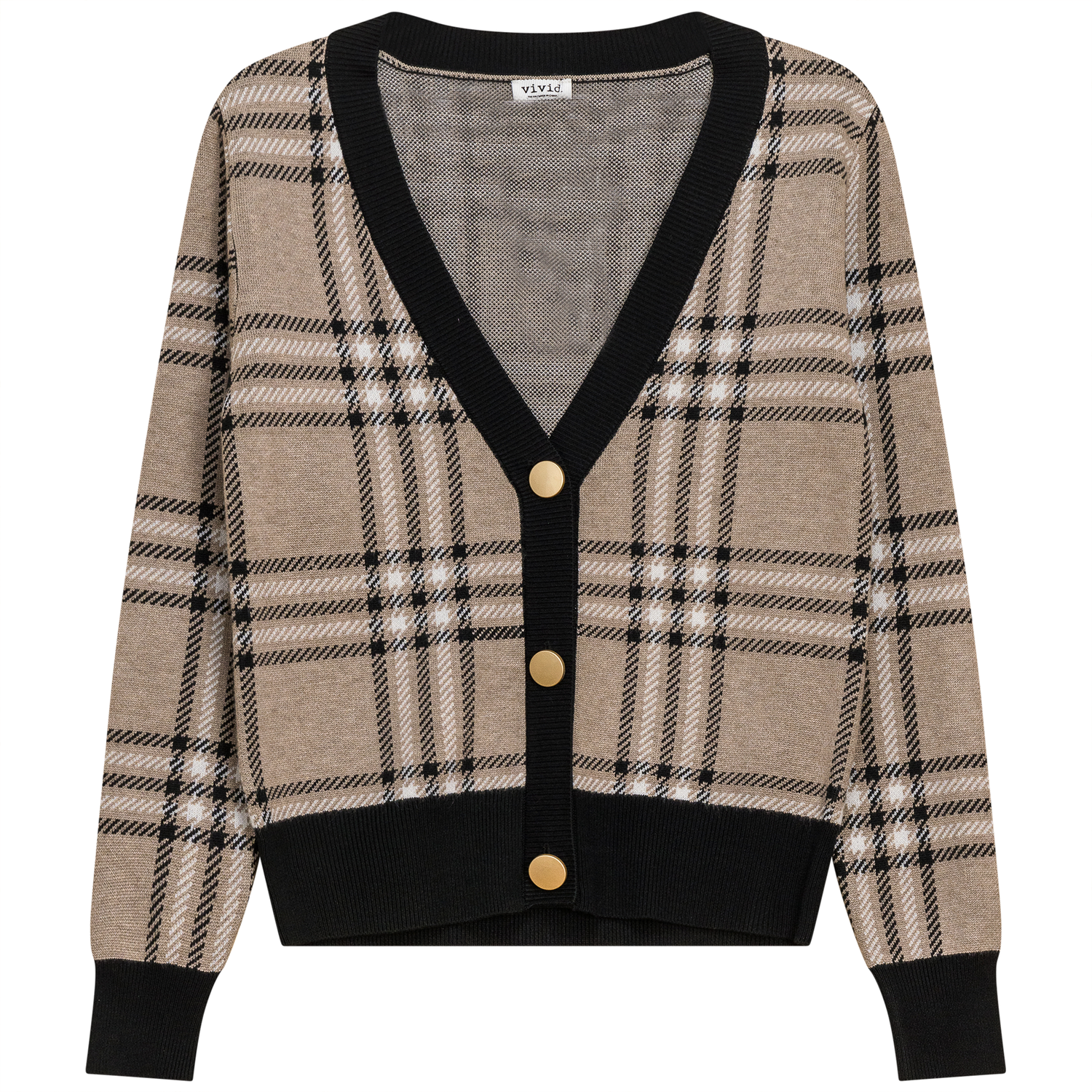 Plaid Knit Cardigan