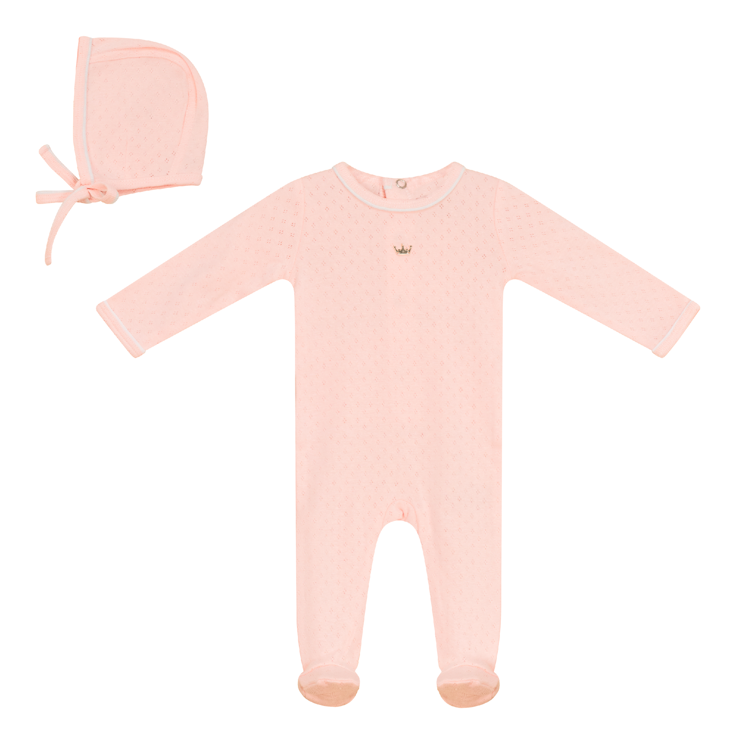 Pointelle Knit Onesie with Bonnet