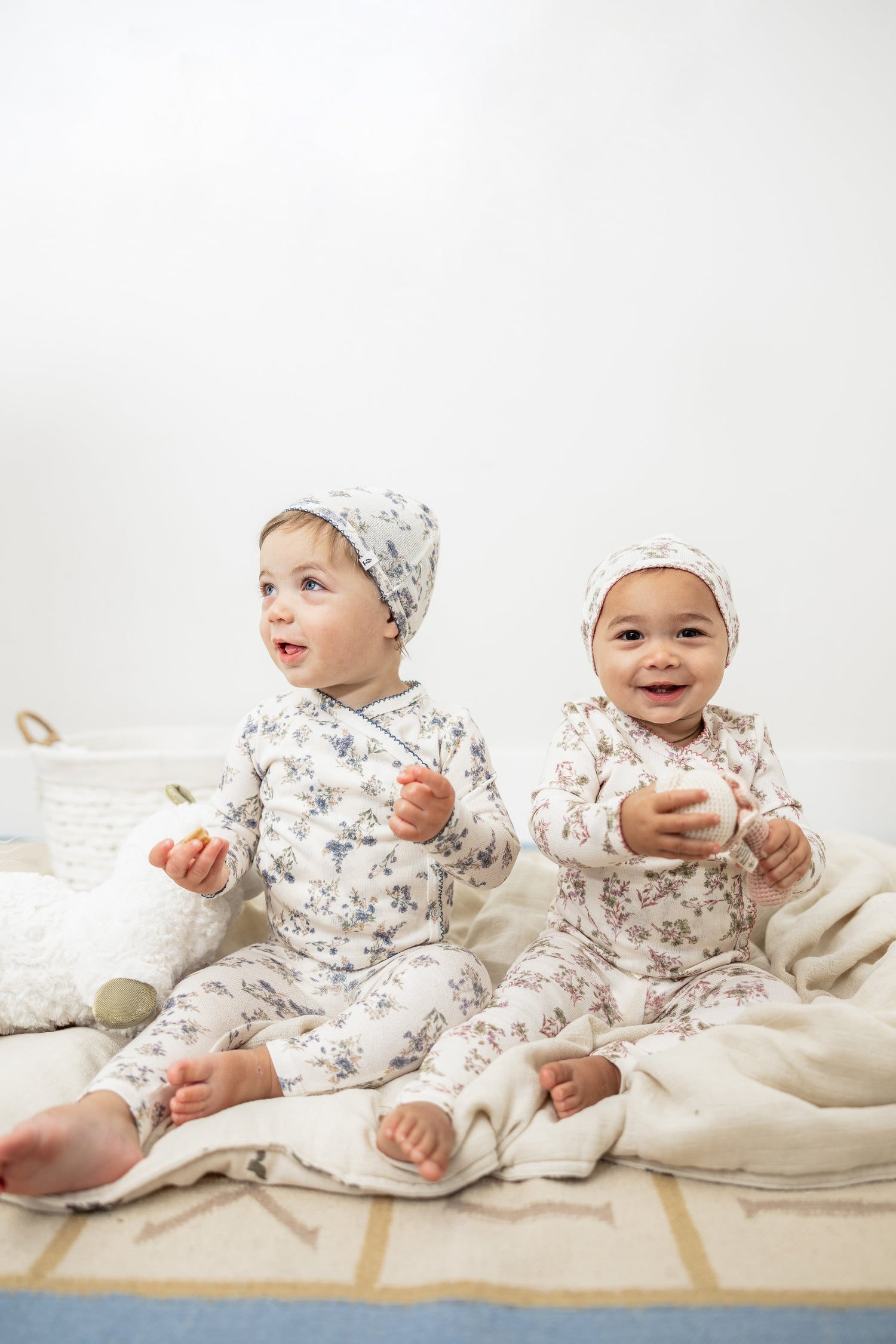 Flower Print Knit Onesie set